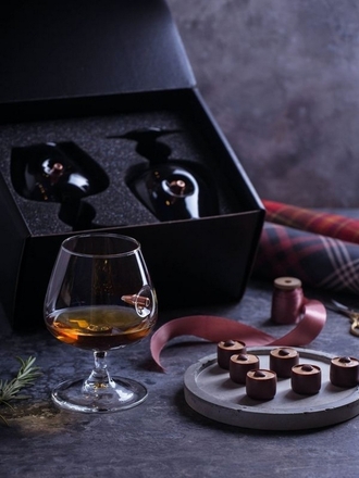 Набор из двух фужеров / бокалов Brandy в подарочном футляре, пуля в стакане, подарок мужчине Пуля в стакане