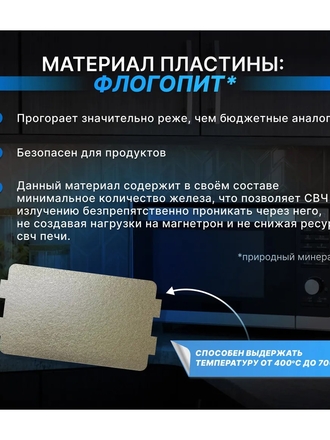 Слюда для микроволновки универсальная 116х64 мм. Прочная термостойкая слюдяная пластина для микроволновой печи. Запчасть подходит для всех моделей СВЧ. Samsung