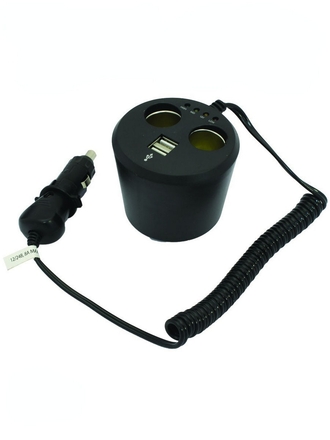 AutoStandart Разветвитель прикуривателя на 2 гнезда и 2 USB, 12/24В, с индикатором зарядки, AutoStandart